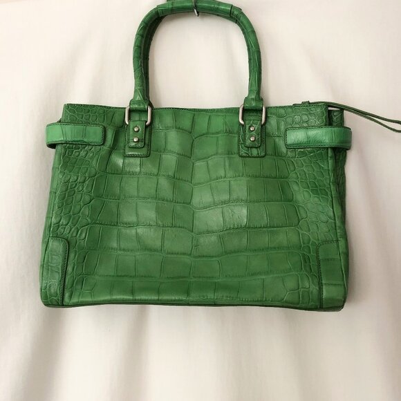 Club Monaco Rich Green Leather Tote - Picture 4 of 11
